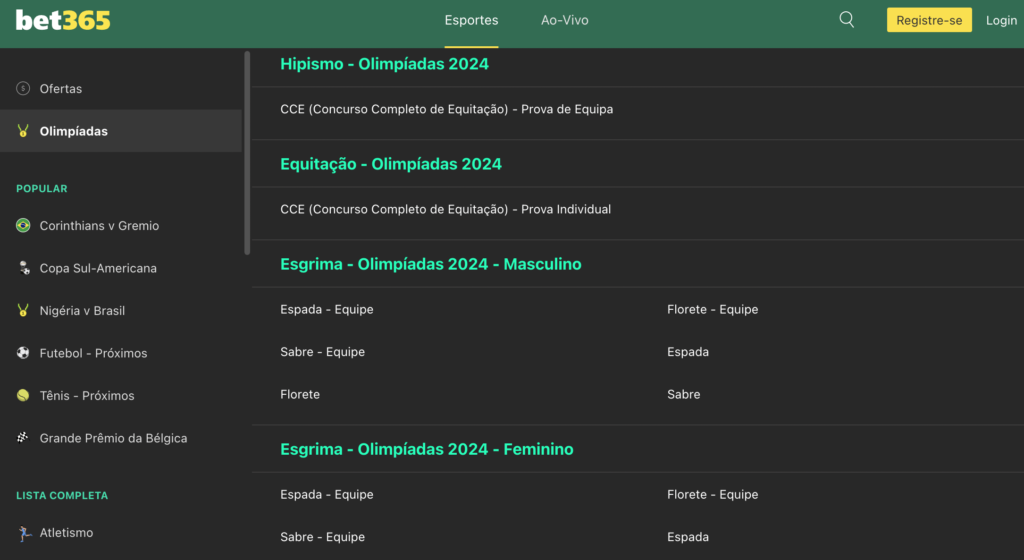 aposta nas olimpíadas bet365