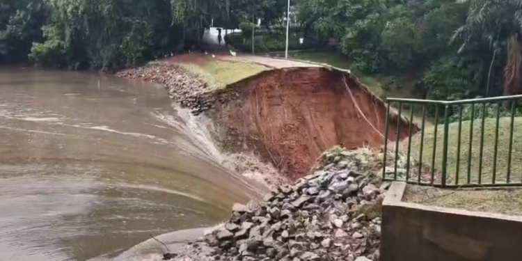 rompimento da barragem de contenção de água no Parque Lagoa do Nado - Imagem - Reprodução Instagram